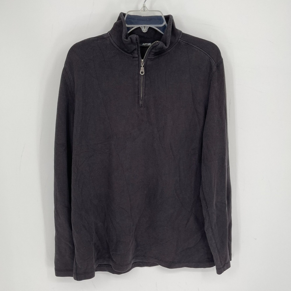 Apt. 9 Men's Black Cotton Blend Quarter Zip Long Sleeve Pullover Sweater Size L